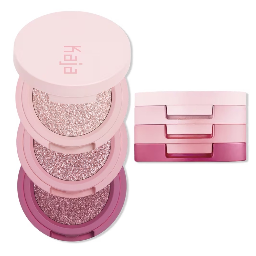 Kaja Rosewater Beauty Bento Bouncy Shimmer Eyeshadow Trio- soft plum rosy tones
